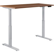 Interion® Electric Height Adjustable Desk, 60"W x 30"D, Walnut W/ Gray Base