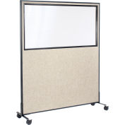 Interion® Mobile Office Partition Panel with Partial Window, 60-1/4"W x 99"H, Tan