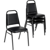 Interion® Banquet Chair with Square Back, Vinyl, 1-1/2" Seat Thickness, Black - Pkg Qty 4