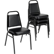 Interion® Banquet Chair with Square Back, Vinyl, 2-1/2" Seat Thickness, Black - Pkg Qty 4