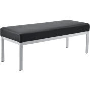 Interion® banc de réception en cuir synthétique, noir w / silver cadre