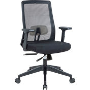 Interion® Chaise de travail en maille avec curseur de siège, tissu, noir