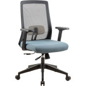 Interion® Chaise de travail en maille avec curseur de siège, tissu, bleu océan