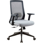 Interion® Chaise de travail en maille avec curseur de siège, tissu, gris