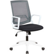 Interion® Chaise de travail en maille avec siège en tissu, noir avec cadre blanc
