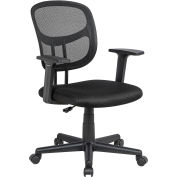 Interion® Mesh Back Office Chair with Lumbar Support, Fabric Seat, Black