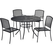 Ensemble table et chaise de café en maille industrielle™ Global, rond de 36 po, 4 fauteuils, noir