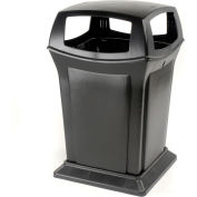 Rubbermaid® Ranger® Plastic Square Trash Can, 4 ouvertures, 45 gallons, noir