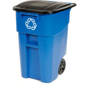Rubbermaid® Brute Recycling Can w/Lid, 50 Gallon, Bleu