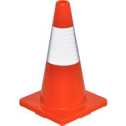 Global Industrial™ 18" Traffic Cone, Reflective, Solid Orange Base, 2-1/2 lbs