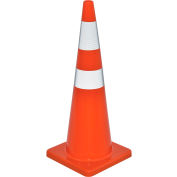 Global Industrial™ 36" Traffic Cone, Reflective, Solid Orange Base, 10 lbs.