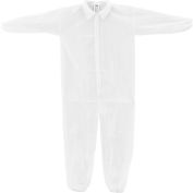 Global Industrial™ Coverall en polypropylène jetable, Bracelets élastiques/ankles, WHT, XL, 25/Case