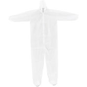 Global Industrial™ Coverall en polypropylène jetable, Capuchon élastique et bottes, WHT, Grand, 25/Case