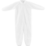 Global Industrial™ Coverall microporous jetable, Bracelets élastiques/ankles, Blanc, Med, 25/Case