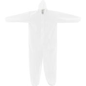 Global Industrial Disposable Microporous Coverall Elastic Wrists/Ankles Hood White XL 25/Case