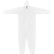 Global Industrial™ Disposable Microporous Coverall, Elastic Hood, White, Large, 25/Case