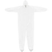 Global Industrial™ Disposable Microporous Coverall Elastic Hood & Boots White Large 25/Case