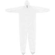 Global Industrial Disposable Microporous Coverall Elastic Hood & Boots White Large 25/Case