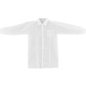 Global Industrial Disposable Polypropylene Lab Coat, Elastic Wrists, Snap Closure, LG, 25/Case