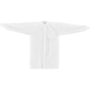 Global Industrial Disposable Polypropylene Lab Coat Knit Wrist Collar Snap Closure SML 25/Case
