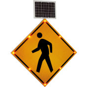 Global Industrial™ 30" Solar Powered Flashing LED Pedestrian Crossing Sign, Diamond