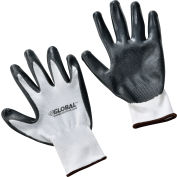 Global Industrial™ Flat Nitrile Coated Gloves, White/Gray, Large, 1-Pair - Pkg Qty 12