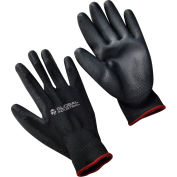 Global Industrial™ Flat Polyurethane Coated Gloves, Black/Black, Small, 1-Pair - Pkg Qty 12