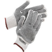 Gants en tricot à pois en PVC industriel™ mondial, double face, noir, grand, 12 paires