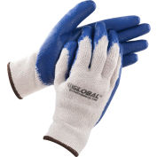 Global Industrial™ Latex Coated String Knit Work Gloves, Natural/Blue, Large, 1-Dozen