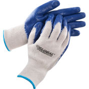 Global Industrial™ Latex Coated String Knit Work Gloves, Natural/Blue, X-Large, 1-Dozen