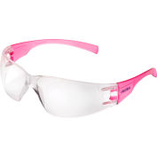 Global Industrial™ Frameless Petite Safety Glasses, Scratch Resistant, Clear Lens, Pink Frame - Pkg Qty 12