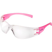 Global Industrial Frameless Petite Safety Glasses, Scratch Resistant, Clear Lens, Pink Frame - Pkg Qty 12