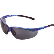 Global Industrial Half Frame Safety Glasses, Anti-Fog, Smoke Lens, Blue Frame
