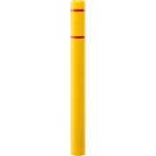 Global Industrial™ Bollard Post Sleeve, 4 » D x 52 » H, Jaune Avec Ruban rouge, HDPE