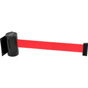 Global Industrial Wall Mount Retractable Belt Barrier, Black Case W/7-1/2' Red Belt