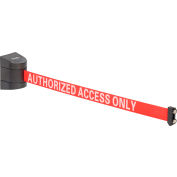 Global Industrial Magnetic Retractable Belt Barrier, Black Case W/15' Red "Authorized" Belt