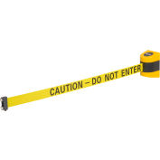 Global Industrial™ Magnetic Retractable Belt Barrier, Yellow Case W/15' Yellow "Caution" Belt