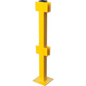Global Industrial™ Steel Lift-Out Guard Rail In-Line Post, Double-Rail, 42"H, Jaune