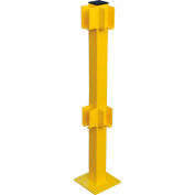 Global Industrial™ Steel Lift-Out Guard Rail Corner Post, Double-Rail, 42"H, Yellow