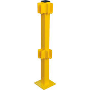 Global Industrial™ Steel Lift-Out Guard Rail Corner Post, Double-Rail, 42"H, Jaune