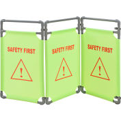 Global Industrial™ « Safety First » Folding Fabric Barrier, Lime Green, Anglais