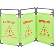 Global Industrial™ "Safety First" Folding Fabric Barrier, Lime Green,  English/Spanish
