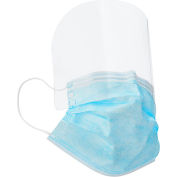 Global Industrial Disposable 3-Ply Face Mask with Built-In Eye Shield, 20/Box