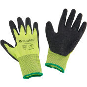 Gants enduits de latex froissés Global Industrial™, Hi-Viz Lime/Black, Moyen, qté par paquet : 12