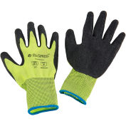 Global Industrial Crinkle Latex Coated Gloves, Hi-Viz Lime/Black, X-Large - Pkg Qty 12