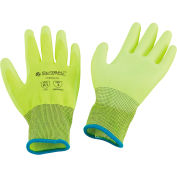 Global Industrial™ Flat Polyurethane Coated Gloves, Hi-Viz Lime, X-Large - Pkg Qty 12