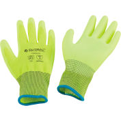 Global Industrial Flat Polyurethane Coated Gloves, Hi-Viz Lime, X-Large - Pkg Qty 12
