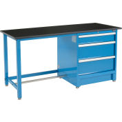 Global Industrial™ 72"Wx30"D Modular Workbench avec 3 tiroirs, Phenolic Resin Safety Edge, Bleu