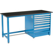 Global Industrial™ 72"Wx30"D Modular Workbench with 7 Drawers, Phenolic Resin Safety Edge, Blue