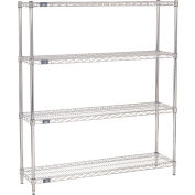 Étagère Nexel® 4, étagère en fil de chrome, démarreur, 48 » L x 12 » P x 63"H